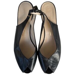 Bruno Magli Black Leather Slingback Heels – Size 7 (Made in Italy)